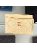 Chanel Iridescent Quilted Grained Calfskin Small Card Holder Yellow