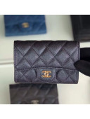 Chanel Iridescent Quilted Grained Calfskin Classic Flap Coin Purse Black/Gold