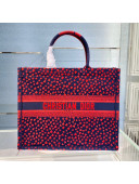 Dior Large Book Tote Bag in Navy Blue I Love Paris and Red Hearts Embroidery 2021