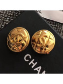 Chanel Quilted Metal CC Round Stud Clip-on Earrings Black 2019