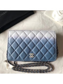 Chanel Two-Tone Calfskin & Resin Logo and Drop WOC Wallet On Chain Bag White/Blue 2018
