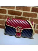 Gucci GG Marmont Small Shoulder Bag 443497 Ruby Red/Navy Blue 2021