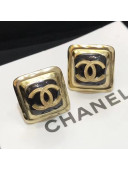 Chanel Square CC Stud Earrings Black 03 2019