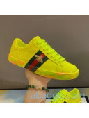 Gucci Ace Patent Leather Sneakers with Luminous Print Sole Yellow 05 (For Women and Men)
