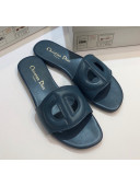 Dior Calfskin D-CLUB Mule Flat Sandals Denim Blue 2020