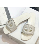 Dior Calfskin D-CLUB Mule Flat Sandals White 2020