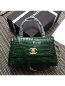Chanel Crocodile Embossed Leather Flap Top Handle Bag A93050 Green 2019
