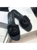 Dior Calfskin D-CLUB Mule Flat Sandals Black 2020