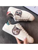 Gucci Ace Sneaker with Single Mystic Cat ‎577147 White 2019(For Women and Men)