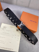 Louis Vuitton Belt 35mm with Silver LV Buckle in Black Monogram Canvas and Damier Calfskin 202002