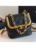 Chanel Quilted Lambskin Small Kiss-Lock Bag AS1885 Black/Gold 2020