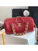 Chanel Quilted Shiny Lambskin Small Bowling Bag AS1899 Red 2020