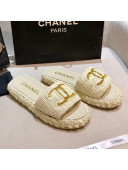 Chanel Cord Slide Sandal Mules G36923 Light Beige 2020