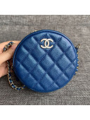 Chanel Iridescent Round Classic Clutch with Chain AP0366 Blue 2019