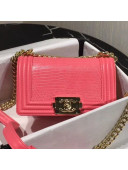 Chanel Lizard Embossed Leather Small Classic Leboy Flap Bag Pink 2019