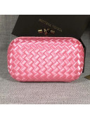 Bottega Veneta Small Silk Woven Knot Clutch with Snakeskin Trim Pink