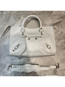 Balenciaga Classic City Small Bag in Shiny Crocodile Embossed Leather White/Silver 2021