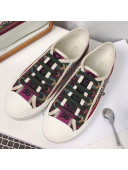 Dior Walk'N'dior Embroidered Cotton Canvas Sneakers Green/Purple 05 2019