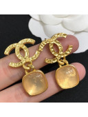 Chanel Metal CC Stone Short Earrings AB5456 Gold 2020