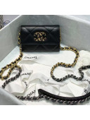 Chanel 19 Quilted Goatskin Flap Coin Purse with Chain AP1787 Black 2020