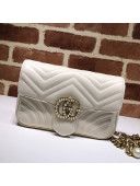 Gucci GG Marmont Leather Pearl Belt Bag 476809 White 2021