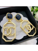 Chanel Framed CC and Blue Stone Earrings AB5599 2020