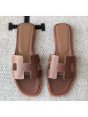 Hermes Oran H Flat Slipper Sandals in Smooth Calfskin Dark Brown 2021(Handmade)