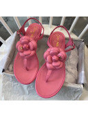 Chanel Lambskin Classic Camellia Thong Sandals Pink 2020