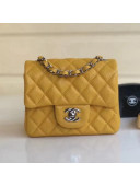 Chanel Quilting Pearl Caviar Calfskin Mini Square Classic Flap Bag Yellow 2018