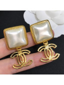 Chanel Resin Short Earrings AB5087 Pearly White 2020