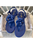 Chanel Lambskin Classic Camellia Thong Sandals Blue 2020