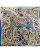 Hermes Cashmere Silk Scarf 140x140cm Blue 2021 21100724