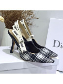 Dior J'Adior High-Heel Slingback Pump in Grey Tartan Fabric 2019