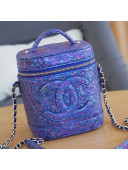 Chanel Snakeskin Leather Vanity Case Top Handle Bag AS0323 Violet Blue 2019