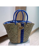 Gucci Raffia Straw Bucket Basket Bag Blue 2021