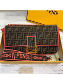 Fendi FF Fabric Large Baguette Flap Bag Brown/Pink 2019