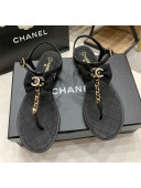 Chanel Lambskin Flat Sandals With Bowknot Black 2021