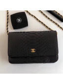 Chanel Python Leather Wallet On Chain WOC Bag Black 2018