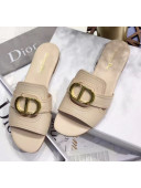 Dior 30 MONTAIGNE Mule Flat Sandals In Smooth Calfskin Beige 2020