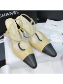 Chanel Vintage Lambskin Chain Slingback Pumps 8cm Apricot 2021 13