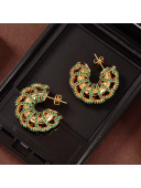 Bottega Veneta Crystal Hoop Earrings Green 2021 110892