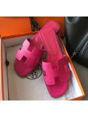 Hermes Oran H Flat Slipper Sandals in Togo Grainy Calfskin Rosy 2021(Handmade)
