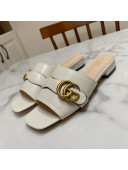 Gucci Leather Double G Flat Slide Sandals White 2021