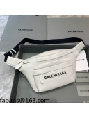 Balenciaga Logo Grained Leather Medium Belt Bag White 2021 15