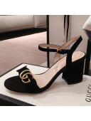 Gucci Suede GG Strap Mid-heel Sandals Black 2021