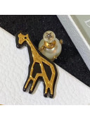 Dior Giraffe Charm Tribales Pearl Earrings Aged Gold/White 2019