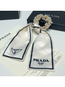 Prada Silk Pearl Bow Hair Ring White 2021