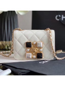 Chanel Quilted Calfskin Resin Stone Small Flap Bag AS2251 White 2020