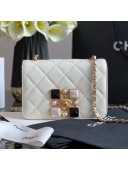Chanel Quilted Calfskin Resin Stone Flap Bag AS2259 White 2020