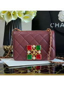 Chanel Quilted Calfskin Resin Stone Flap Bag AS2259 Burgundy 2020